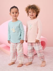 Pink/Blue Mouse Woven Bottoms Pyjamas 2 Pack (9mths-10yrs) - Image 1 of 12