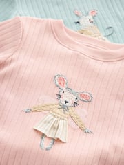 Pink/Blue Mouse Woven Bottoms Pyjamas 2 Pack (9mths-10yrs) - Image 12 of 12