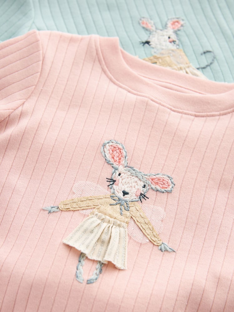 Pink/Blue Mouse Woven Bottoms Pyjamas 2 Pack (9mths-10yrs) - Image 12 of 12