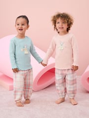 Pink/Blue Mouse Woven Bottoms Pyjamas 2 Pack (9mths-10yrs) - Image 2 of 12