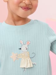 Pink/Blue Mouse Woven Bottoms Pyjamas 2 Pack (9mths-10yrs) - Image 4 of 12