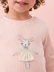 Pink/Blue Mouse Woven Bottoms Pyjamas 2 Pack (9mths-10yrs) - Image 5 of 12