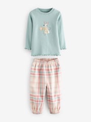 Pink/Blue Mouse Woven Bottoms Pyjamas 2 Pack (9mths-10yrs) - Image 7 of 12