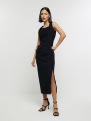 River Island Black Ruched Bodycon Dress - Image 1 of 2