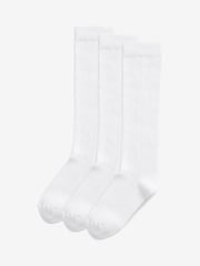 White 3 Pack Cotton Rich Pointelle Knee High School Socks - Image 2 of 3