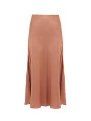 French Connection Brown Satin Ennis Midaxi Slip Skirt - Image 4 of 4