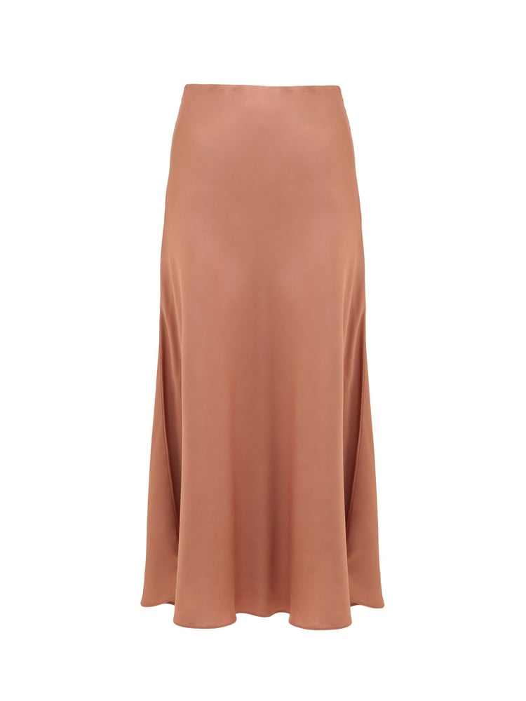 French Connection Brown Satin Ennis Midaxi Slip Skirt - Image 4 of 4