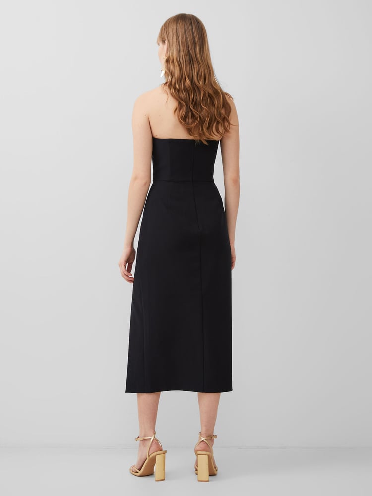French Connection Black Echo Organza Mix Frill Midi Dress - Image 2 of 4