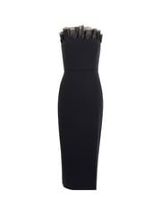 French Connection Black Echo Organza Mix Frill Midi Dress - Image 4 of 4