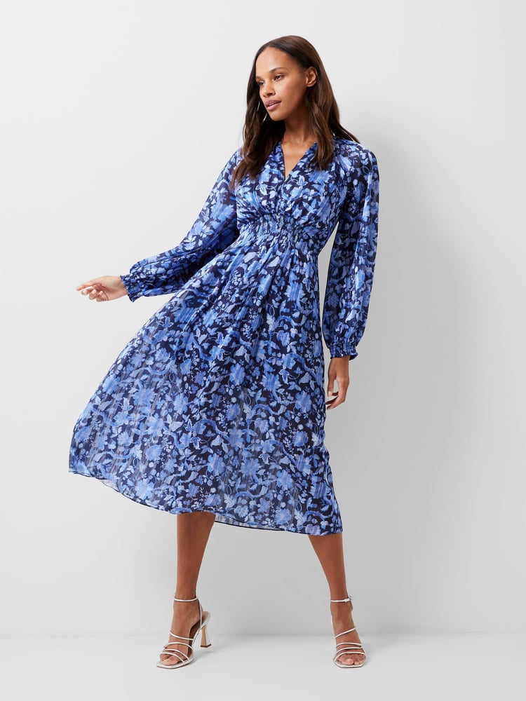 French Connection Blue Cynthia Fauna Midi Dress - Image 1 of 4