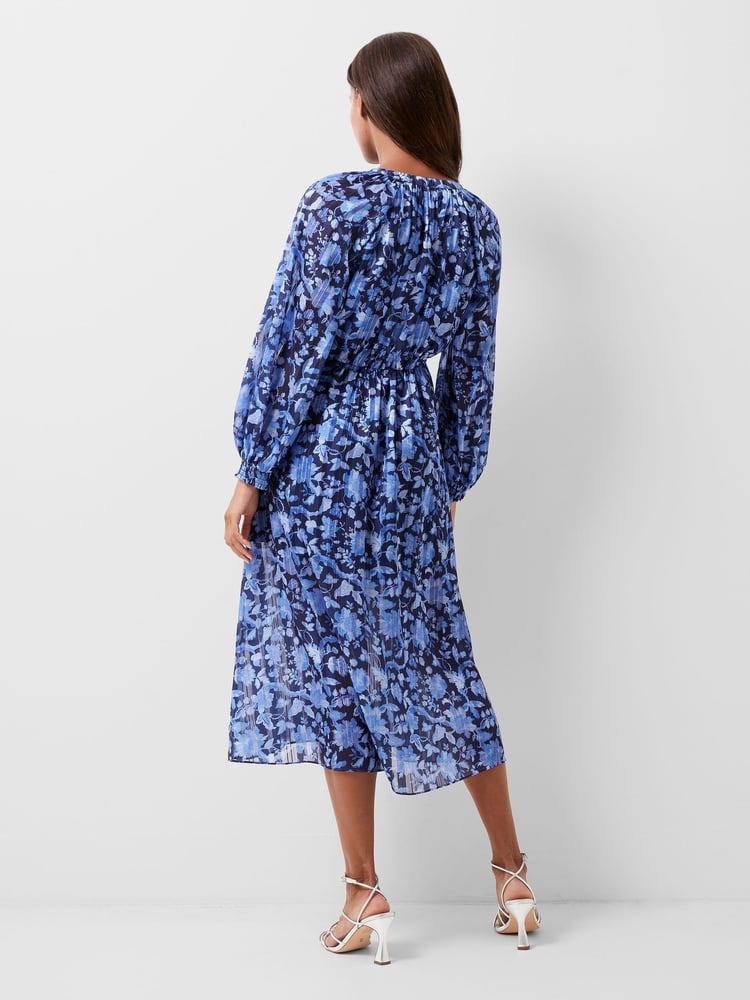 French Connection Blue Cynthia Fauna Midi Dress - Image 2 of 4