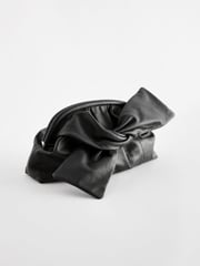 Black Leather Bow Clutch Bag - Image 4 of 9