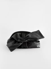 Black Leather Bow Clutch Bag - Image 5 of 9