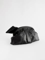 Black Leather Bow Clutch Bag - Image 6 of 9