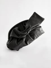 Black Leather Bow Clutch Bag - Image 7 of 9