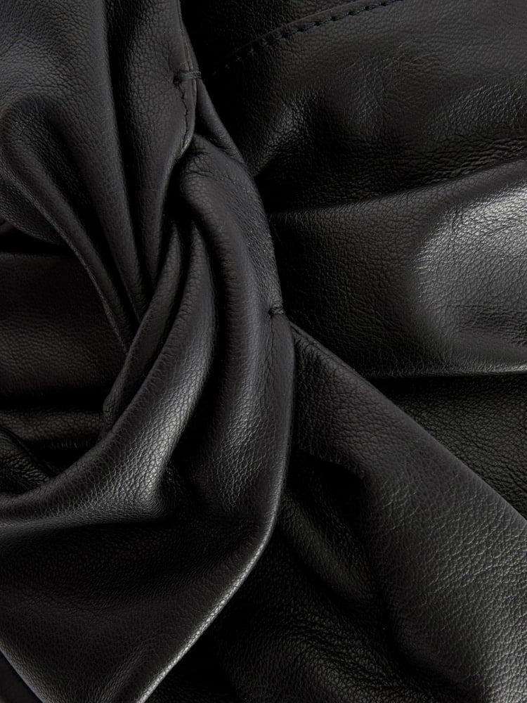 Black Leather Bow Clutch Bag - Image 9 of 9