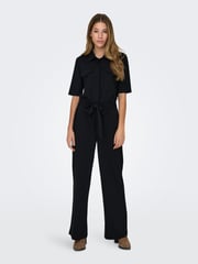 JDY Black Utility Button Up Short Sleeve Jumpsuit - Image 1 of 5