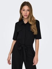 JDY Black Utility Button Up Short Sleeve Jumpsuit - Image 4 of 5