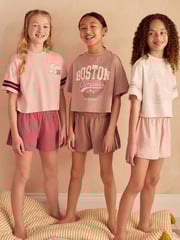 Pink Slogan Short Pyjamas 3 Pack (3-16yrs) - Image 2 of 13
