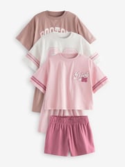 Pink Slogan Short Pyjamas 3 Pack (3-16yrs) - Image 8 of 13