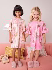 Pink/Cream Floral Nighties 2 Pack (2-16yrs) - Image 1 of 8