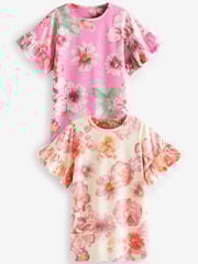 Pink/Cream Floral Nighties 2 Pack (2-16yrs) - Image 4 of 8