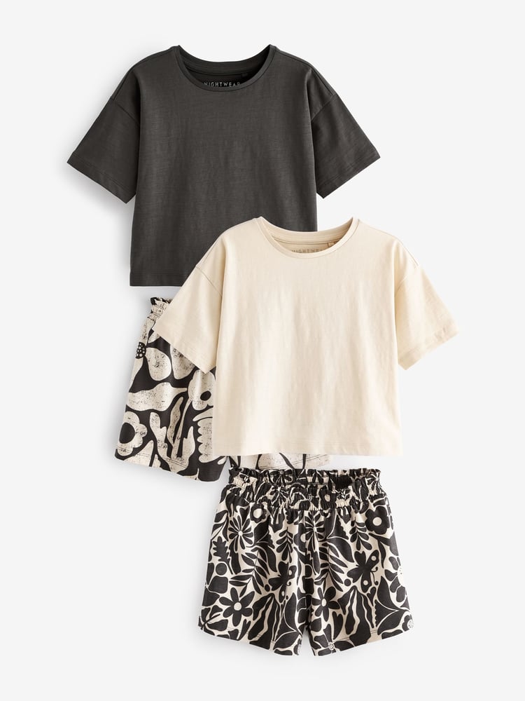 Black/Ecru Short Pyjamas 2 Pack (3-16yrs) - Image 1 of 6