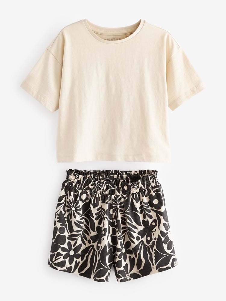 Black/Ecru Short Pyjamas 2 Pack (3-16yrs) - Image 2 of 6