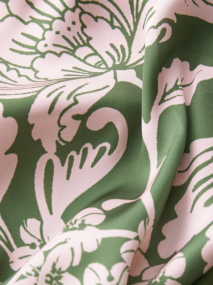 Green/Pink Floral Tie Neck Long Sleeve Blouse - Image 6 of 6