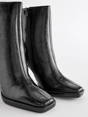 Black Forever Comfort® Squared Toe Ankle Heeled Boots - Image 10 of 11