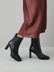 Black Forever Comfort® Squared Toe Ankle Heeled Boots - Image 3 of 11