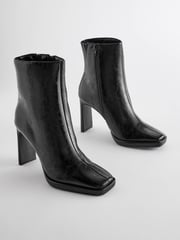 Black Forever Comfort® Squared Toe Ankle Heeled Boots - Image 5 of 11