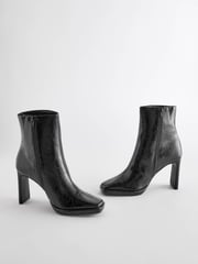 Black Forever Comfort® Squared Toe Ankle Heeled Boots - Image 6 of 11