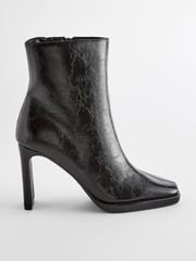 Black Forever Comfort® Squared Toe Ankle Heeled Boots - Image 8 of 11