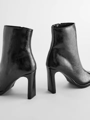 Black Forever Comfort® Squared Toe Ankle Heeled Boots - Image 9 of 11