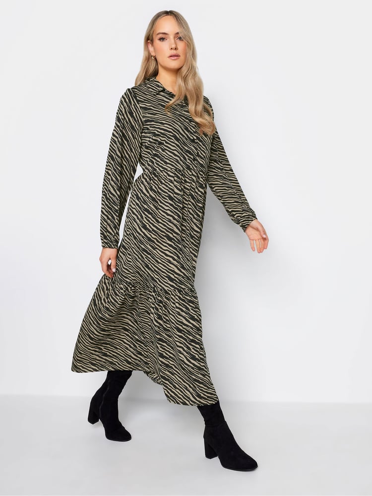 Long Tall Sally Black Zebra Print Tiered Maxi Dress - Image 1 of 4