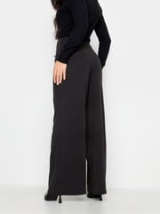 PixieGirl Petite Black/Chrome Button Detailed Wide Leg Trousers - Image 3 of 5