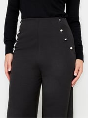 PixieGirl Petite Black/Chrome Button Detailed Wide Leg Trousers - Image 4 of 5