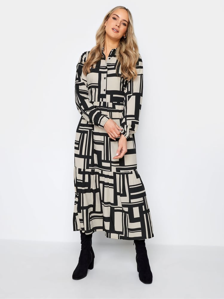 Long Tall Sally Stone Brown Zebra Print Tiered Maxi Dress - Image 1 of 4