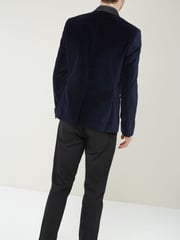 Navy Blue Slim Velvet Jacket - Image 2 of 9