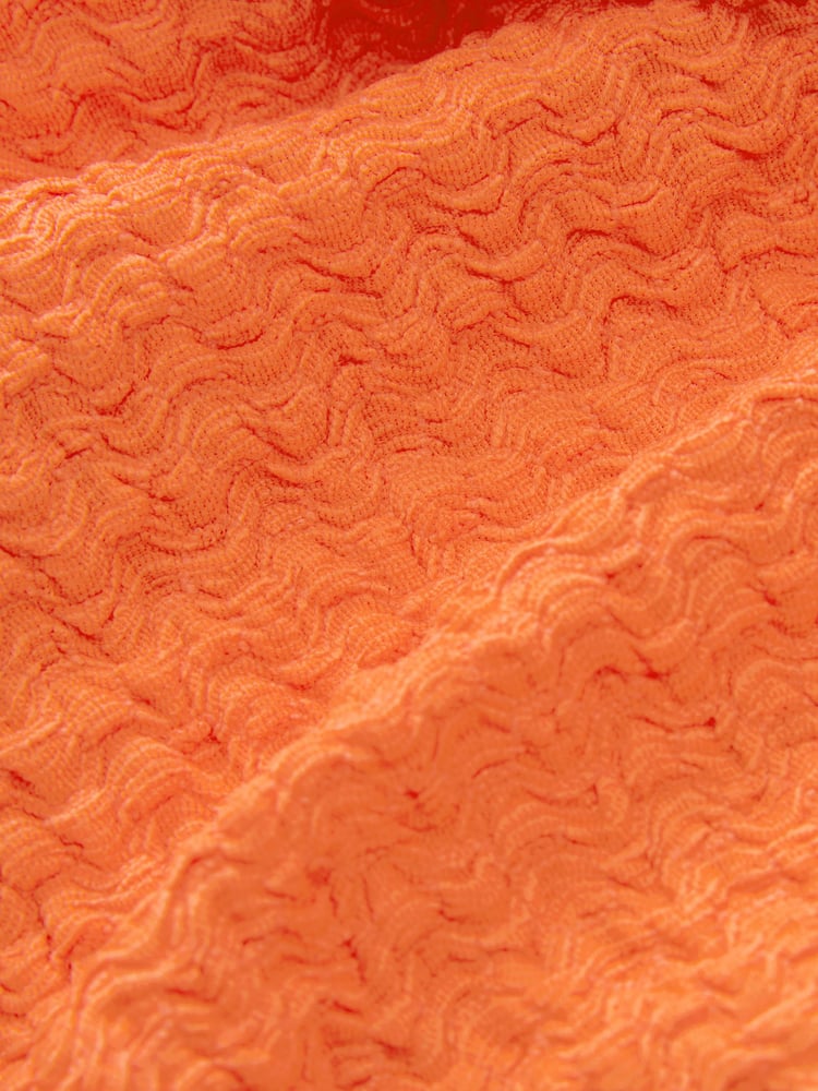 Bright Orange Textured Bardot Twist Front Top - Image 5 of 5