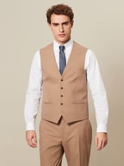 Marl Taupe Regular Fit Motionflex Stretch Waistcoat - Image 1 of 8