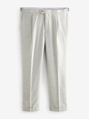 Natural Slim Fit Italian Wool Blend Check Suit Trousers - Image 6 of 9