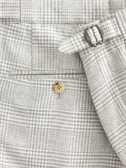Natural Slim Fit Italian Wool Blend Check Suit Trousers - Image 8 of 9