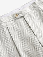 Natural Slim Fit Italian Wool Blend Check Suit Trousers - Image 9 of 9