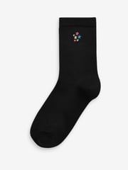 Black 5 Pack Bamboo Rich Unicorn Embroidered Ankle Socks - Image 4 of 6