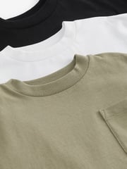 Khaki Green/Black Pocket Detail Relaxed Fit T-Shirt 3 Pack (3-16yrs) - Image 3 of 3