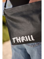 Rockett St George Black Slogan Premium Leather Clutch Bag - Image 3 of 9