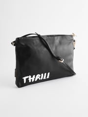 Rockett St George Black Slogan Premium Leather Clutch Bag - Image 5 of 9