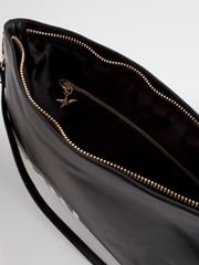 Rockett St George Black Slogan Premium Leather Clutch Bag - Image 6 of 9